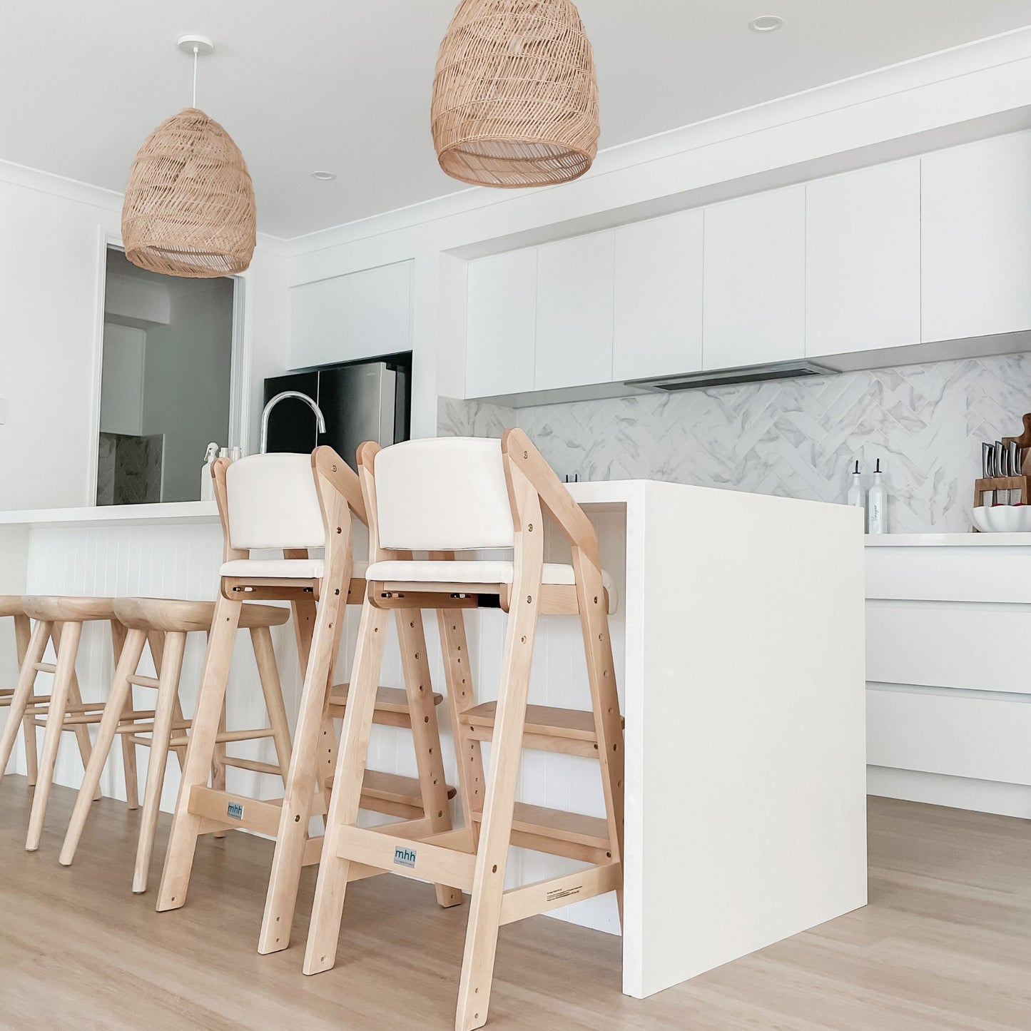 Dine and Grow - White & Varnish Breakfast Bar Stool