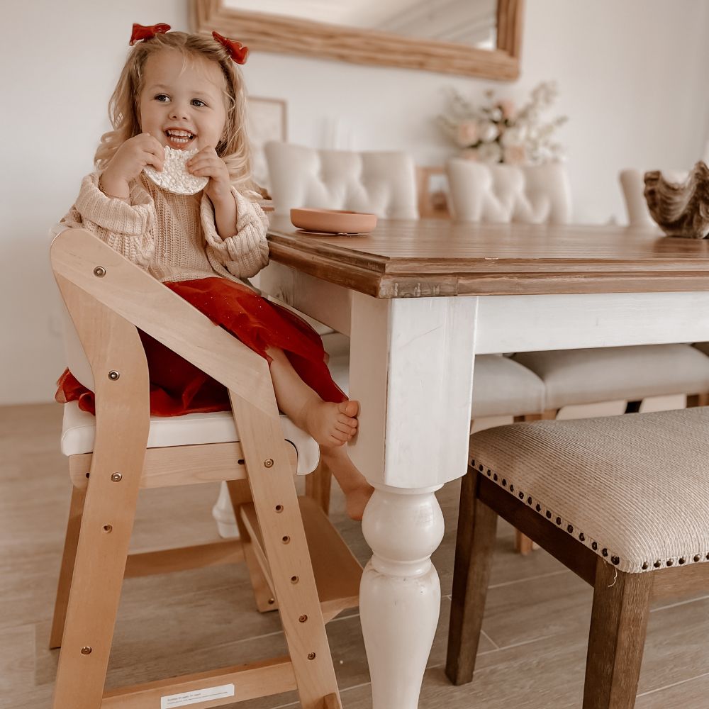 Dine and Grow - White & Varnish Dining Chair