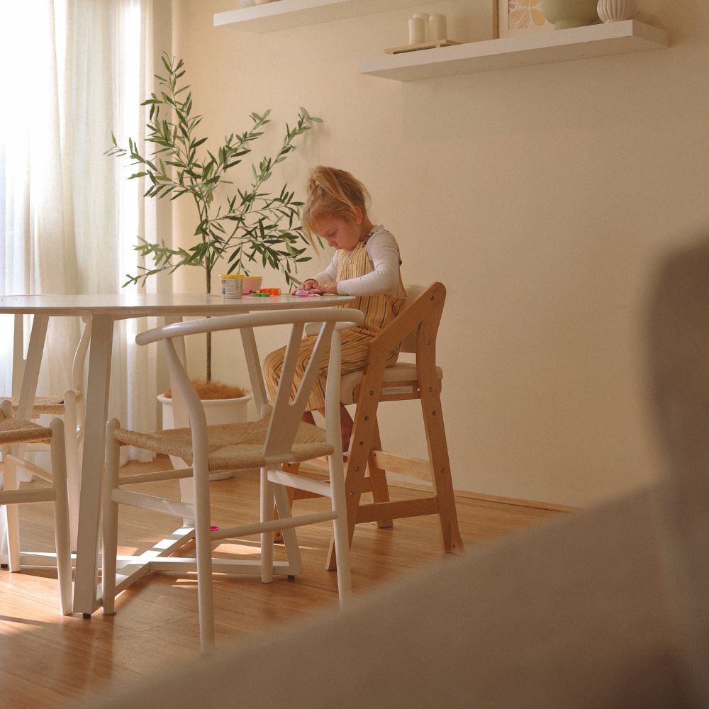Dine and Grow - White & Varnish Dining Chair